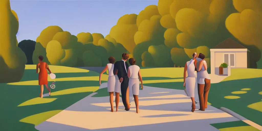 Prompt: lovers heatwave, summer evening, kenton nelson