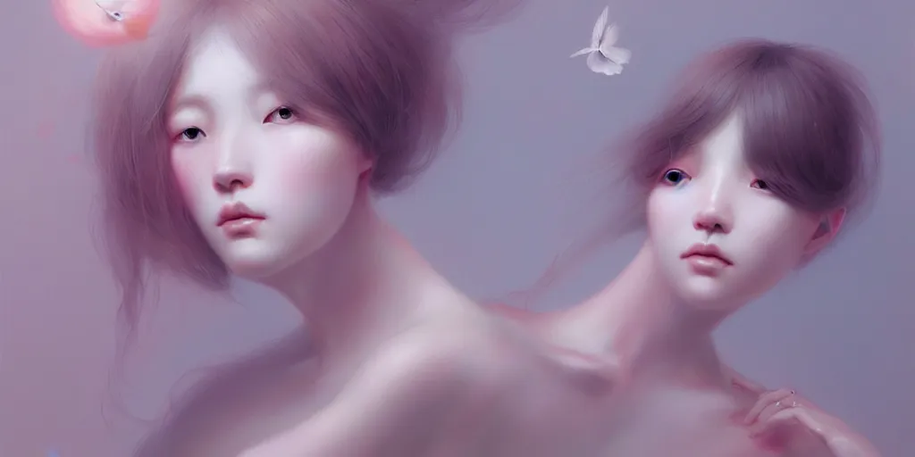 Image similar to breathtaking delicate detailed concept art painting creature, by hsiao - ron cheng, bizarre compositions, exquisite detail, pastel colors, 8 k