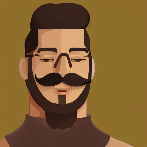 Image similar to the best brown male with beard and mustache profile picture of 2 0 2 5, 4 k, beautiful gorgeous digital art, trending on artstation