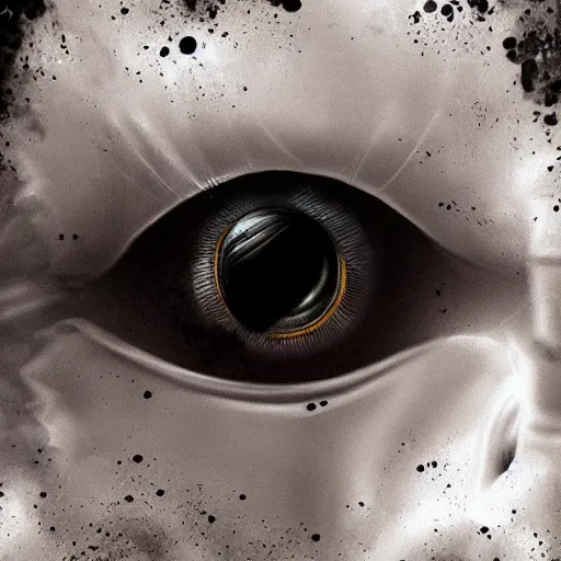 Image similar to a close up image of an eye of the watcher, eerie, dark color scheme, horror, artstation, cgsociety