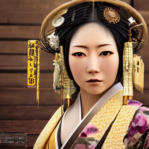 Image similar to hi resolution geisha portrait yasutomo oka steampunk 8 k ultrarealistic