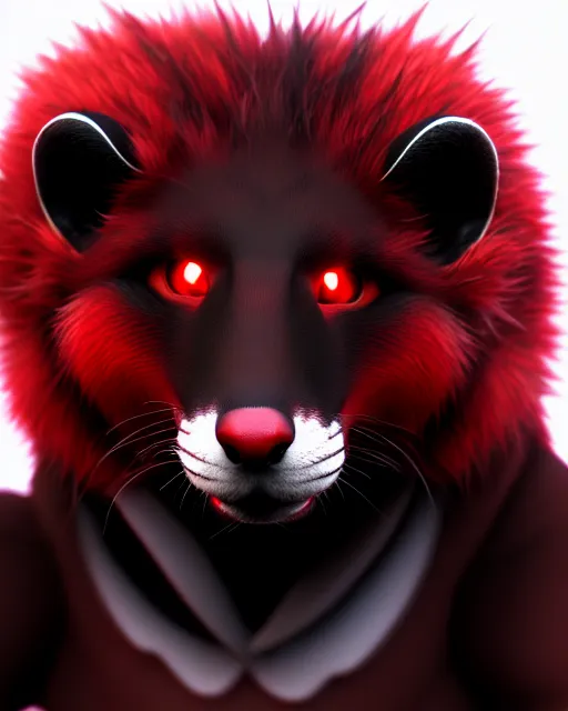 Image similar to furry - male - red - black - weasel - chaos theorist - fursona uhd ue 5 visual novel pc game expressions, photorealistic