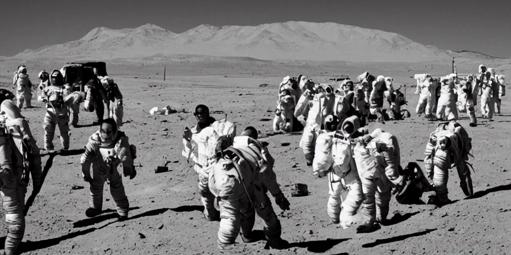 Prompt: NASA photo of the first people on marks