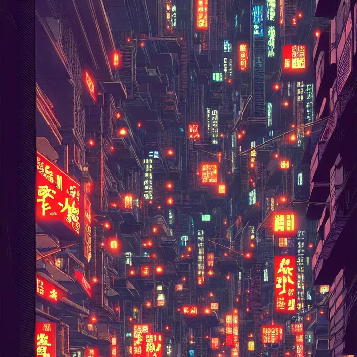 Image similar to a cyberpunk city, by satoshi kon, highly detailed, intricate, warm lighting