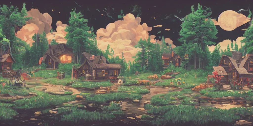 Image similar to cottagecore aesthetic on black background, organic, in gouache detailed paintings, props, stylized, 2 d sprite, kitbash, 8 k