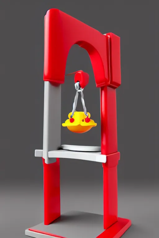 Image similar to a plastic toy guillotine, fisherprice toy guillotine, guillotine, high detail product photo, trending on artstation, 8 k