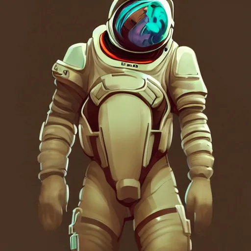 Image similar to concept art, stylized, comic book illustration, human character, space suit, trending on artstation