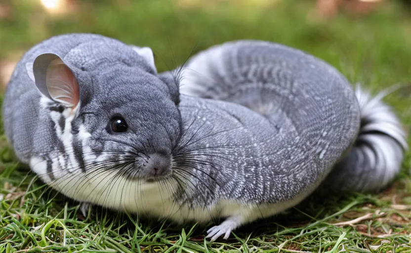 Prompt: chinchilla snake, big long fluffy body, multiple limbs, many legs