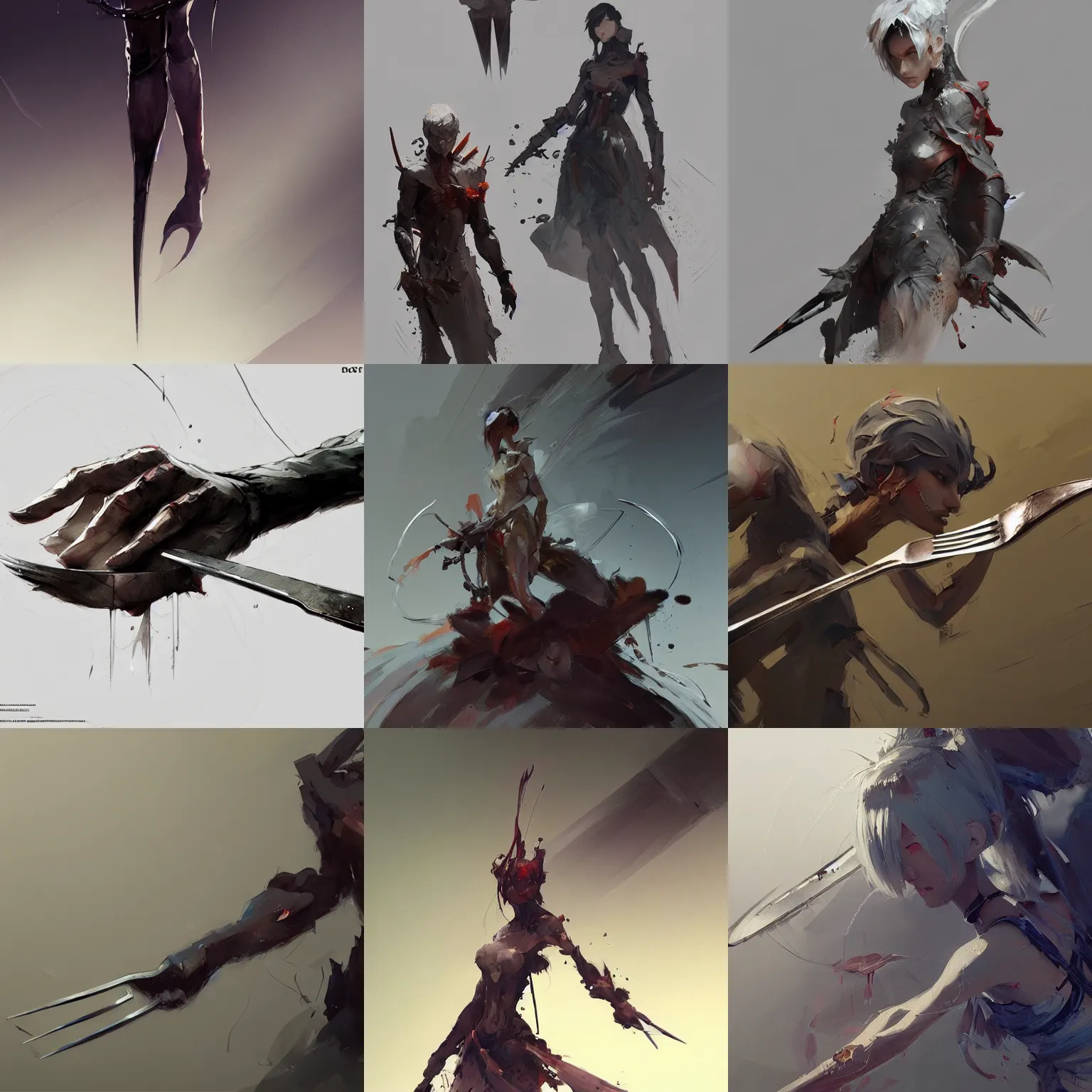 Prompt: concept art of a fork, highly detailed painting by dustin nguyen, akihiko yoshida, greg tocchini, greg rutkowski, cliff chiang, 4 k resolution, trending on artstation, 8 k