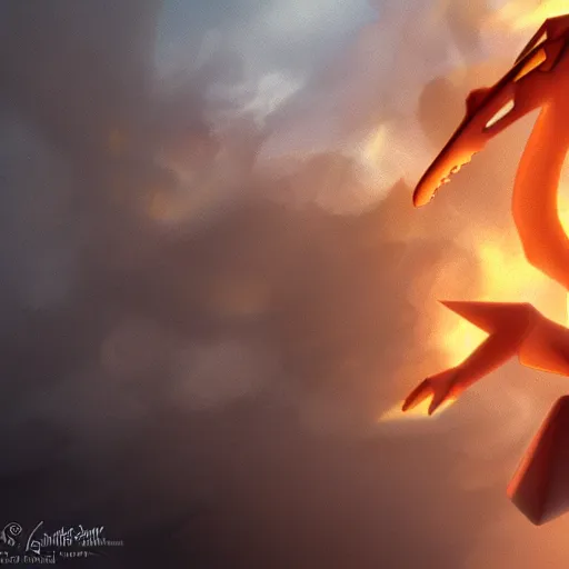 Image similar to charizard flying above new york, high detail shot, smoking, render, cgsociety, photorealism