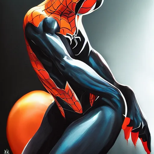 Image similar to symbiote spider - man, drawn by artgerm