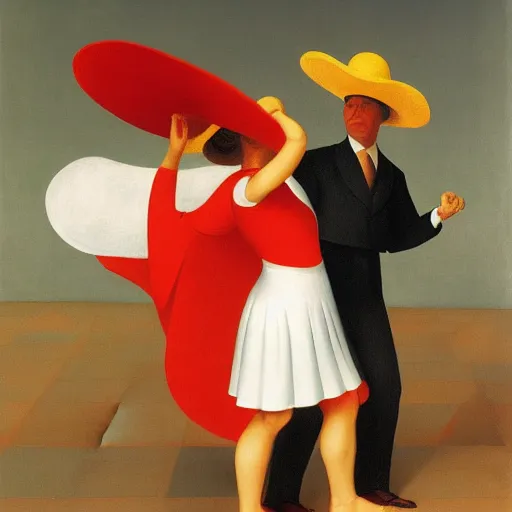 Image similar to a Mexican Hat Dance by Raphael, Hopper, and Rene Magritte. detailed, romantic, enchanting, trending on artstation.