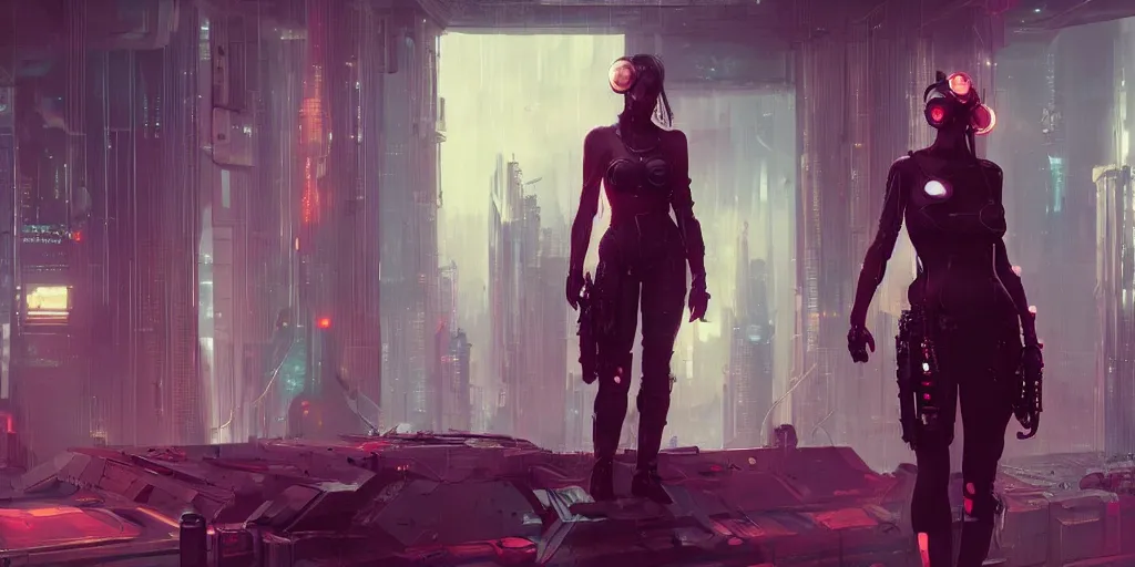 Image similar to cyberpunk female character designs , Greg Rutkowski, trending on Artstation, 8K, ultra wide angle, pincushion lens effect