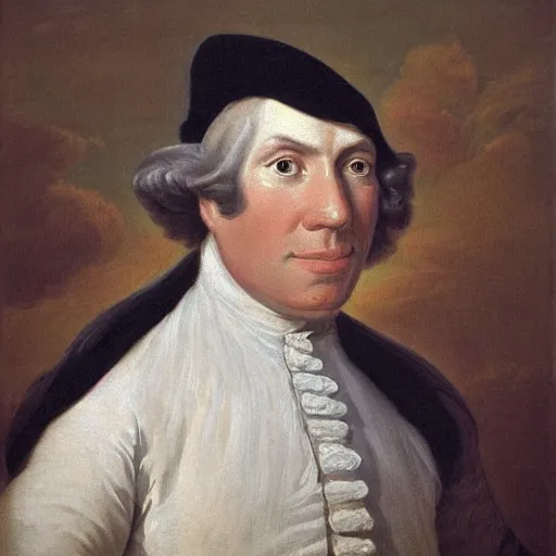 Image similar to Jerma985 wearing a colonial wig in an 18th century 1700's Painting, detailed, highly detailed, heroic, epic, complex, very detailed, realistic, HD quality, 8k resolution, body and headshot, Oil Painting, 18th century Painting of Jerma985, 18th century, 1700's Painting Style, Painting, Trending on Artstation