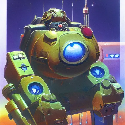 Image similar to a large anthropomorphic hamster shaped mecha by paul lehr and moebius