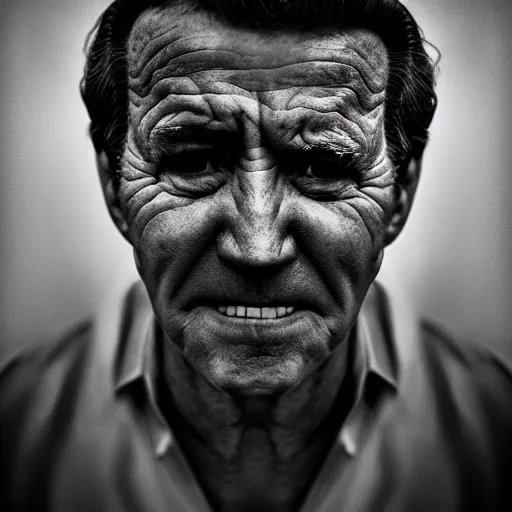 Image similar to a photographic portrait of Biden with bells palsy by Lee Jeffries