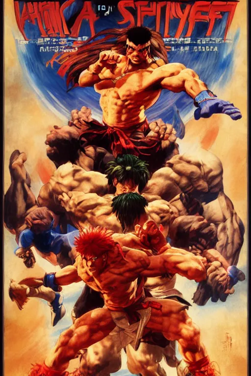 Pôster Street Fighter Alpha 2 Ryu Akuma Arte A2 42x60cm