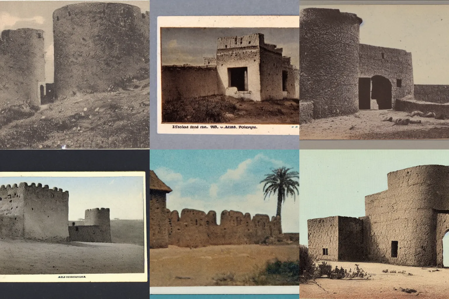 Prompt: high quality photography of an old west african fortress, postcard, 1 8 9 0.