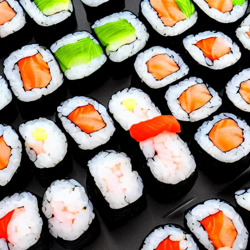 Close - up food photography of sushi set, ultra - realistic, low