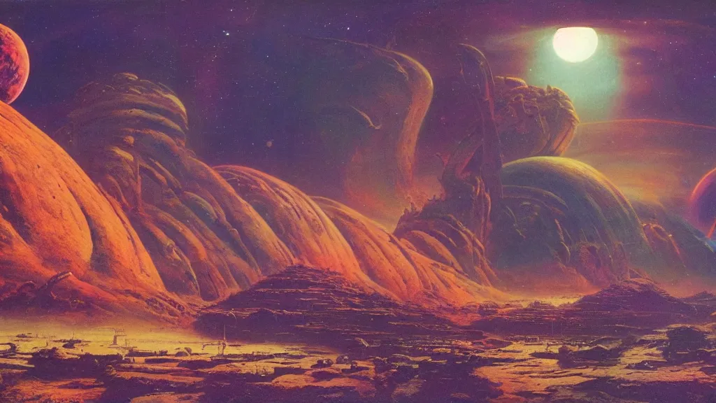 Image similar to otherworldly atmospherics of an alien planet by arthur haas and bruce pennington and paul lehr, cinematic matte painting