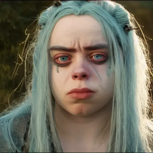 Prompt: billie eilish as an orc in lord of the rings 4 k