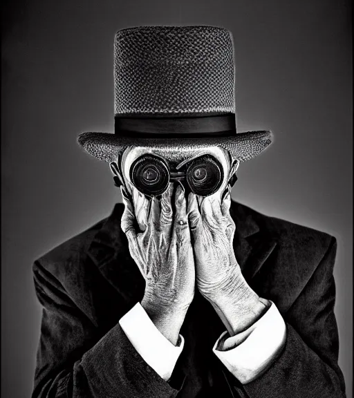 Image similar to portrait of the invisible man, angry look, dark background, studio light, hdr, nikon 2 4 mm f / 1. 8 g, by sebastiao salgado