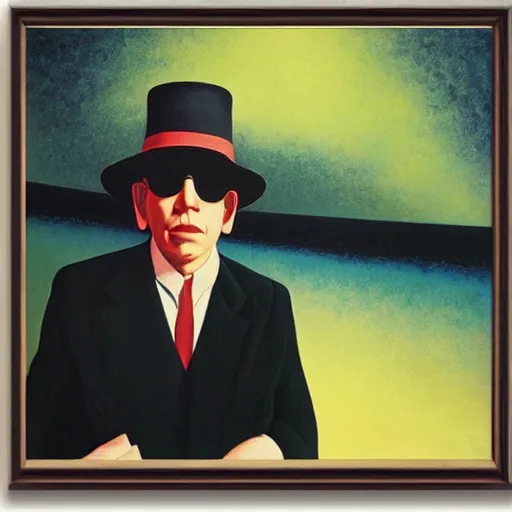 Image similar to painting of stevie ray vaughn by rene magritte, hd, 4 k, detailed, award winning