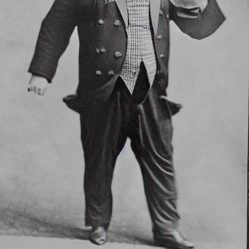 Prompt: trump dressed as old-timey circus strong man, 1900s black and white photo, photorealistic highly detailed, intricate