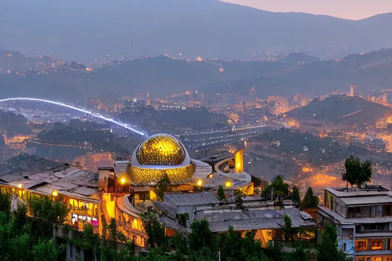 Image similar to tbilisi, solarpunk, cyberpunk