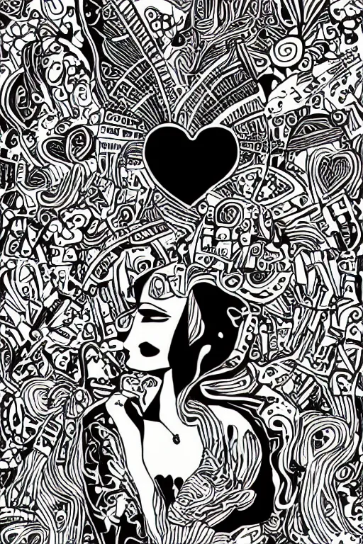 Image similar to black and white illustration, creative design, self love