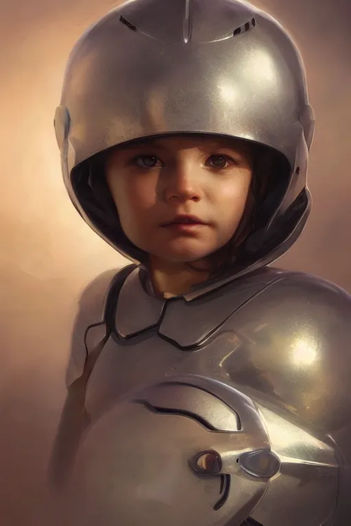 Image similar to ultra realistic illustration, beautiful child, with rays, eyes, sprouting from helmet, elegant, highly detailed, digital painting, concept art, soft, sharp focus, illustration, artgerm and greg rutkowski and alphonse much