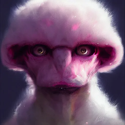 Prompt: fuzzy pink alien, portrait by greg rutkowski