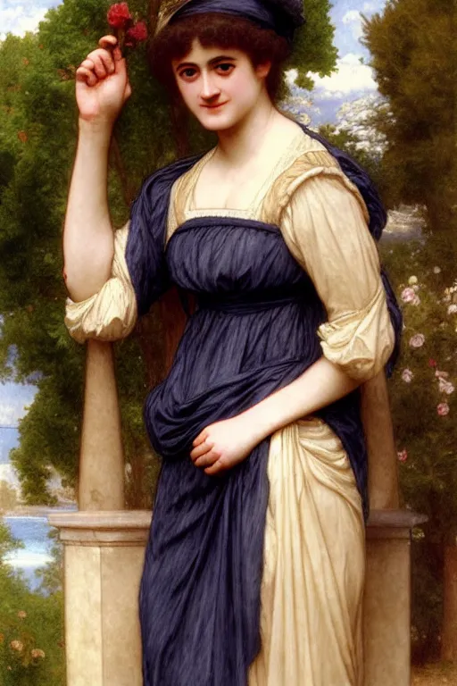 Prompt: jane austen in a greec - style dress, painting by rossetti bouguereau, detailed art, artstation