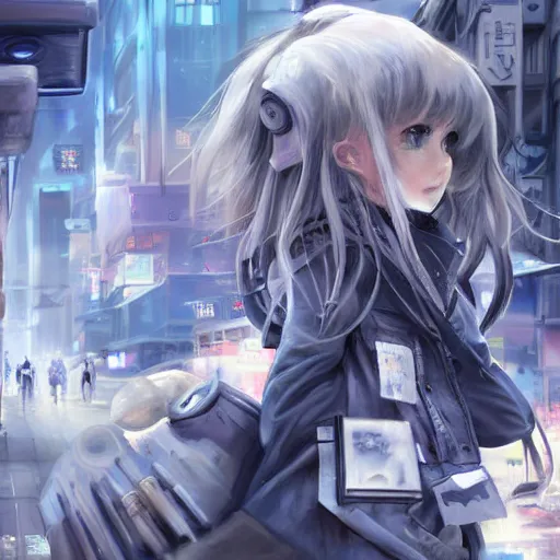 Image similar to dynamic composition, motion, ultra-detailed, incredibly detailed, a lot of details, amazing fine details and brush strokes, colorful and grayish palette, smooth, HD semirealistic anime CG concept art digital painting, watercolor oil painting of Clean and detailed post-cyberpunk sci-fi close-up schoolgirl in asian city in style of cytus and deemo, blue flame, relaxing, calm and mysterious vibes,, by a Chinese artist at ArtStation, by Huang Guangjian, Fenghua Zhong, Ruan Jia, Xin Jin and Wei Chang. Realistic artwork of a Chinese videogame, gradients, gentle an harmonic grayish colors. set in half-life 2, Matrix, GITS, Blade Runner, Neotokyo Source, Syndicate(2012), dynamic composition, beautiful with eerie vibes, very inspirational, very stylish, with gradients, surrealistic, dystopia, postapocalyptic vibes, depth of field, mist, rich cinematic atmosphere, perfect digital art, mystical journey in strange world