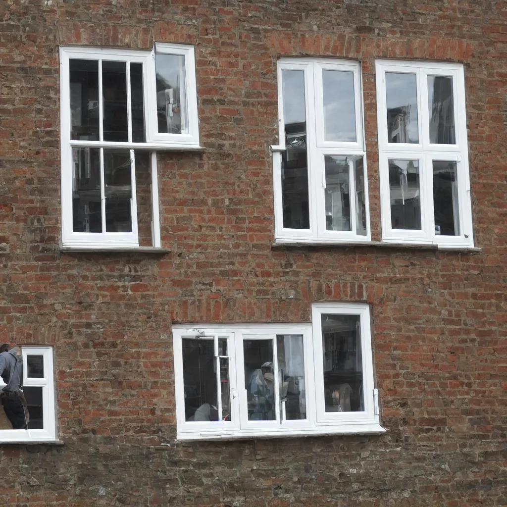 Image similar to builders inspecting and discussing single sash window