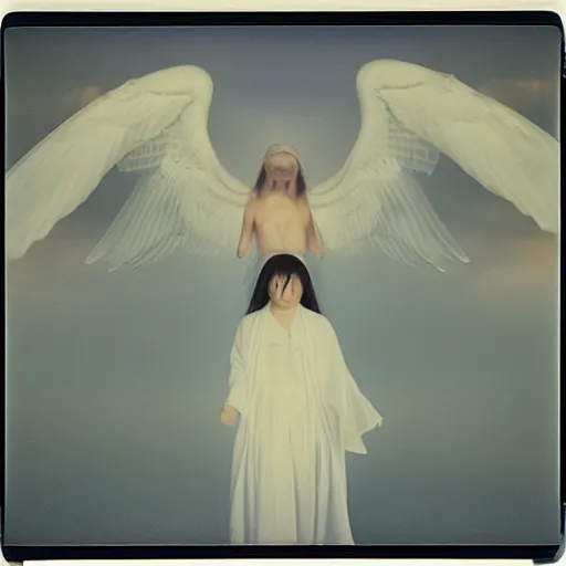 Prompt: seraphim, polaroid, 9 0 s, by rinko kawauchi