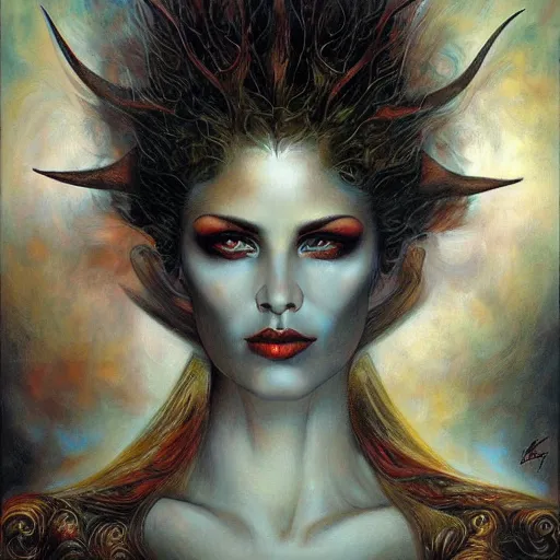 Image similar to the devil, ethereal, painting by karol bak