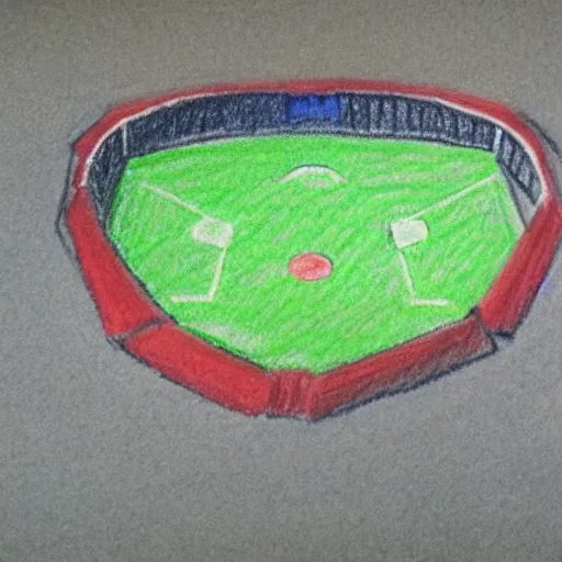 Image similar to deserted baseball before storm kid crayon drawing