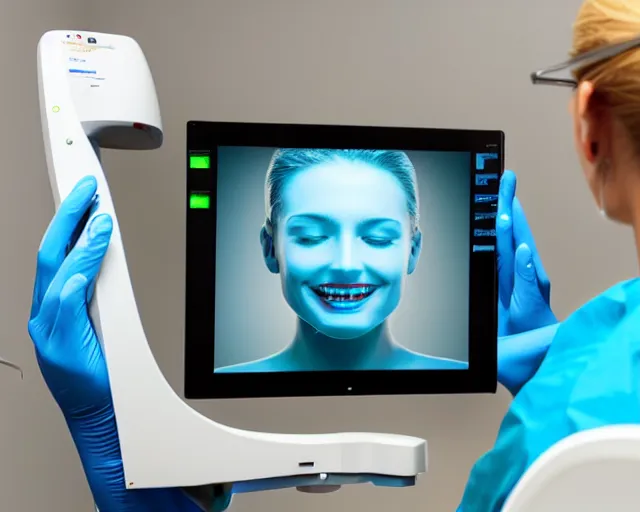 Image similar to photo of high-tech dentistry equipment, digital dentistry, high-tech, technology, photorealistic, commercial, innovative