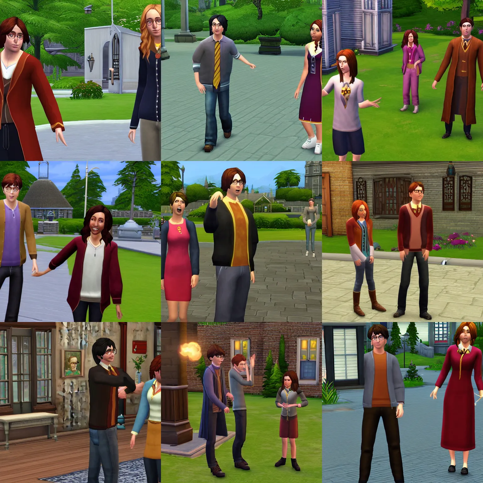 Prompt: Harry Potter and Hermione in The Sims 3