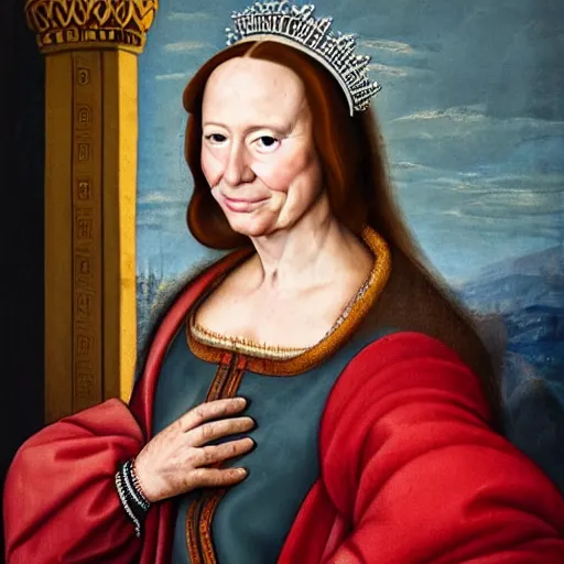 Image similar to photo realistic renaissance portrait of trump as a female royalty