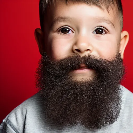 Prompt: a 4 year old boy with a gray natural beard, real natural mustache, old wrinkly skin, young kid, 4 years old, very young, portrait photo by annie leibovitz, head shot, sigma 8 5 mm f 1. 4