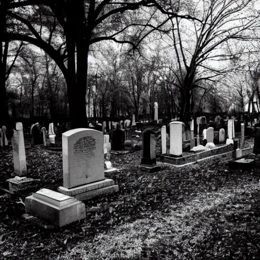 Image similar to haunted cemetery, dark, found footage, black and white, high resolution