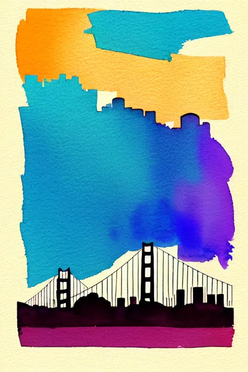 Image similar to minimalist watercolor art of san francisco, illustration, vector art