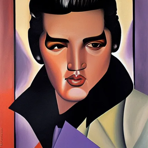 Prompt: portrait of elvis presley, by tamara de lempicka