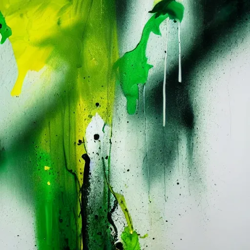 Image similar to dripping different shades of green paint across the abstract figure , heroic pose ,realistic , high detail, on a white background