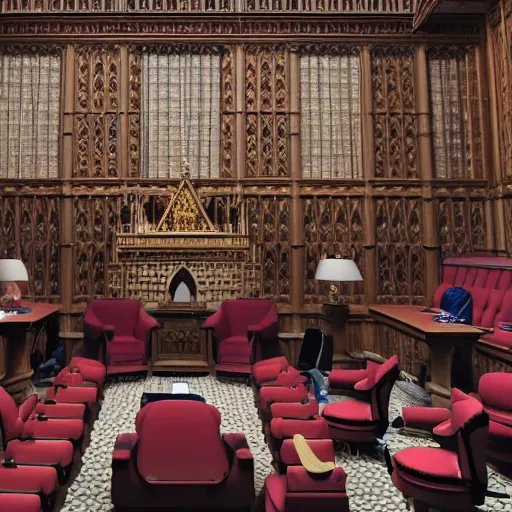 Image similar to cute fumo plush girls in session in british parliament, vray