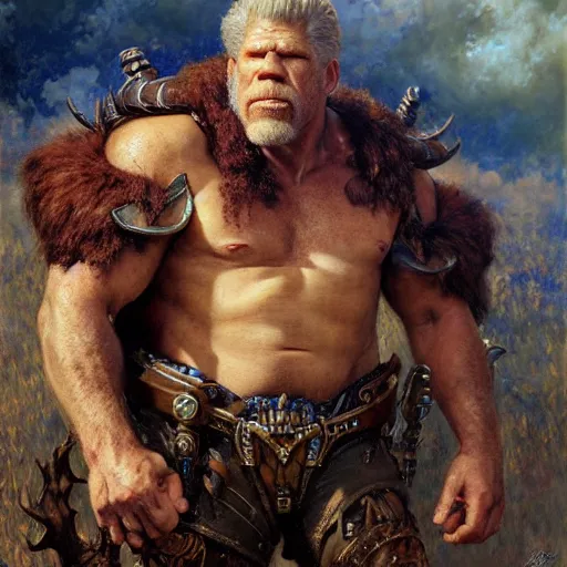 Image similar to ron perlman as a fantasy giant, highly detailed painting by gaston bussiere, craig mullins, j. c. leyendecker, 8 k