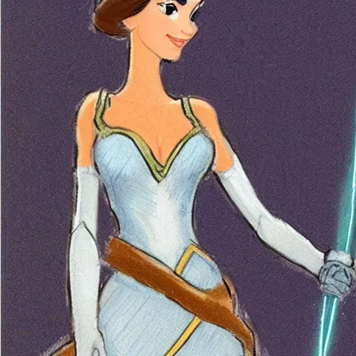 Image similar to milt kahl sketch of victoria justice as princess padme from star wars episode 3