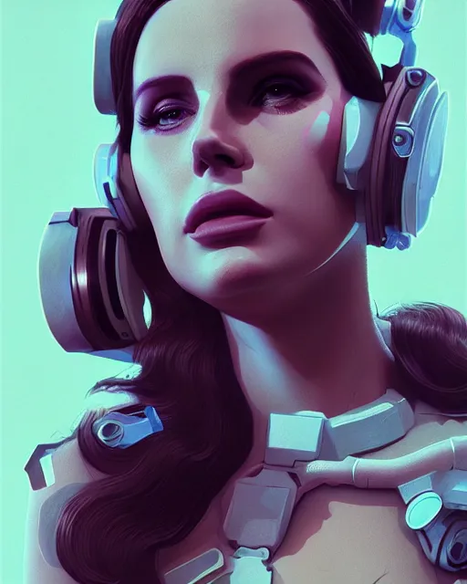 Image similar to portrait of lana del rey as a cyborg. intricate abstract. intricate artwork, by tooth wu, wlop, beeple, dan mumford. concept art, octane render, trending on artstation, greg rutkowski very coherent symmetrical artwork. cinematic, key art, hyper realism, high detail, octane render, 8 k, iridescent accents